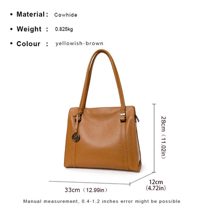 Aidrani Fashion Genuine Leather Women's Bag Large Capacity Women's Handbag Brown Cowhide Shoulder Bag